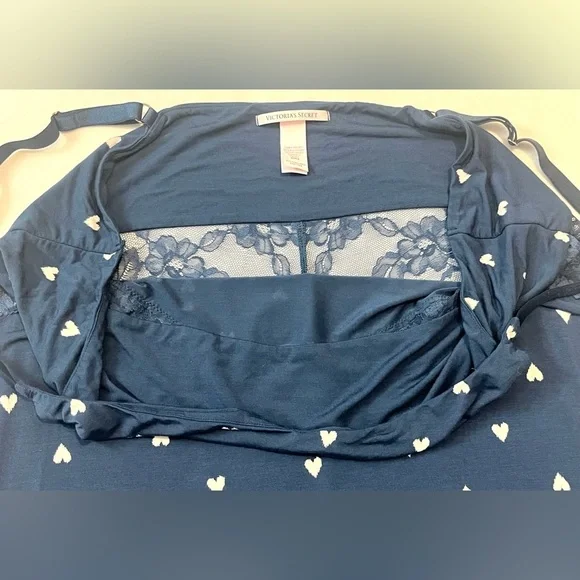 Victoria’s Secret Modal Lace Trim Sweetheart Blue Shibori Heart Slip Dress XXL - Picture 13 of 16